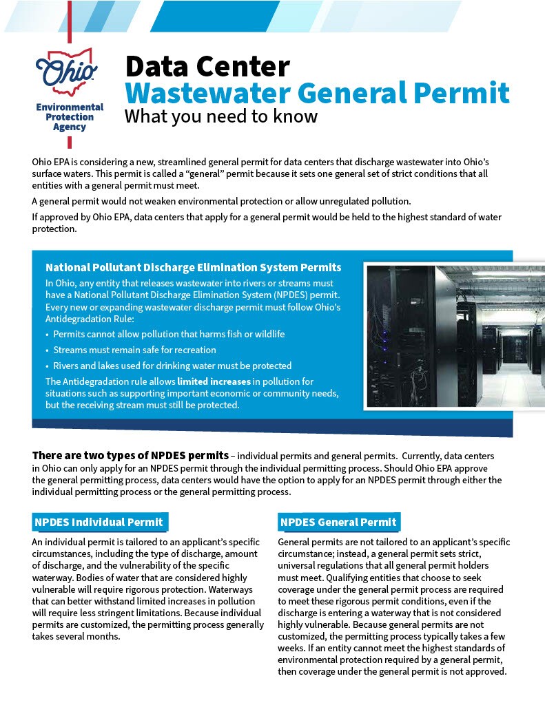Data Center Waster Water Fact Sheet NPDES Permit