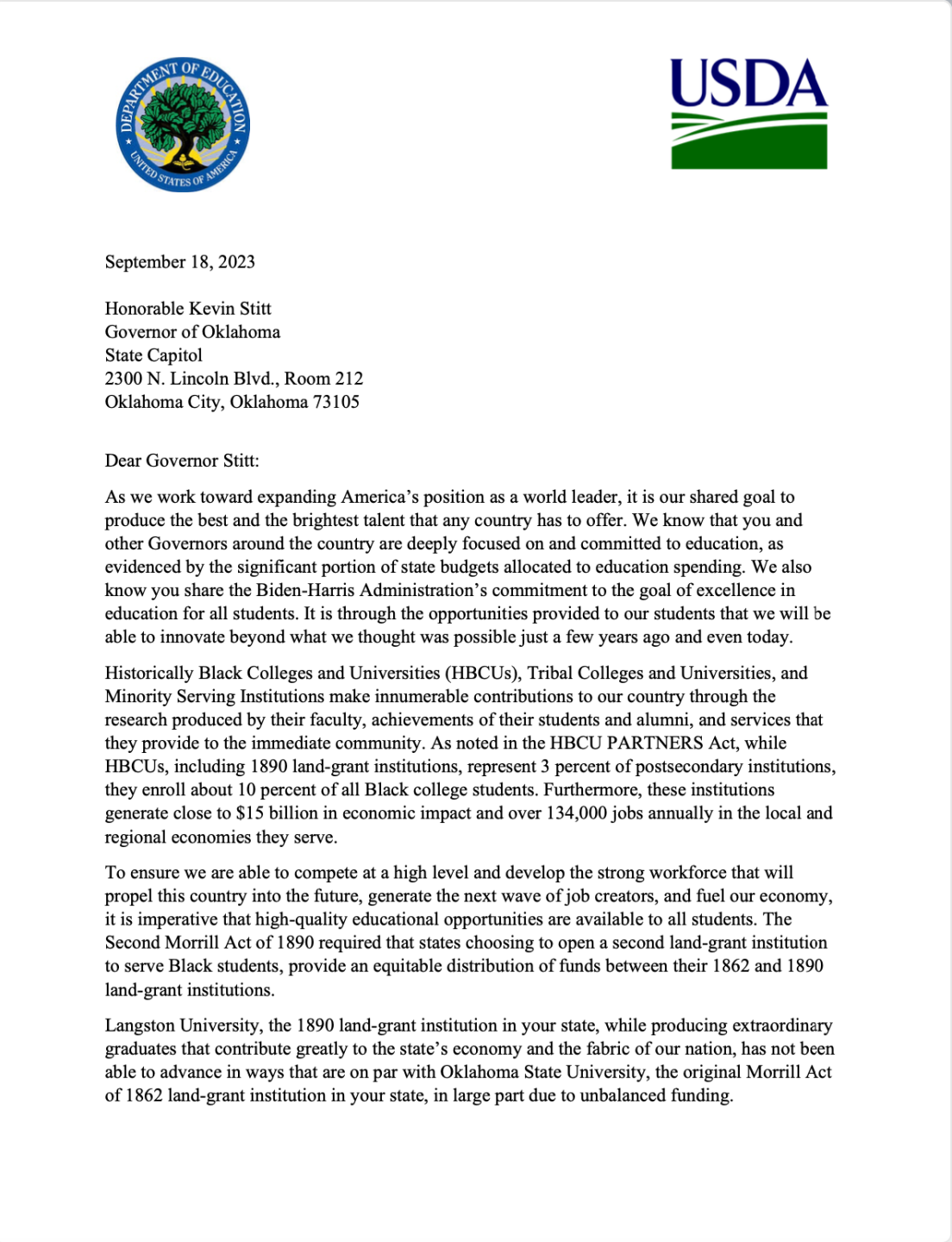 HBCU GOV LETTER