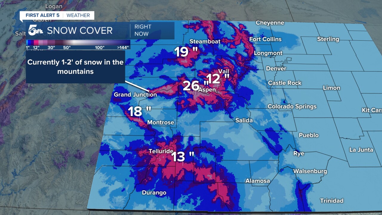 1-2' of snow in the Mountains
