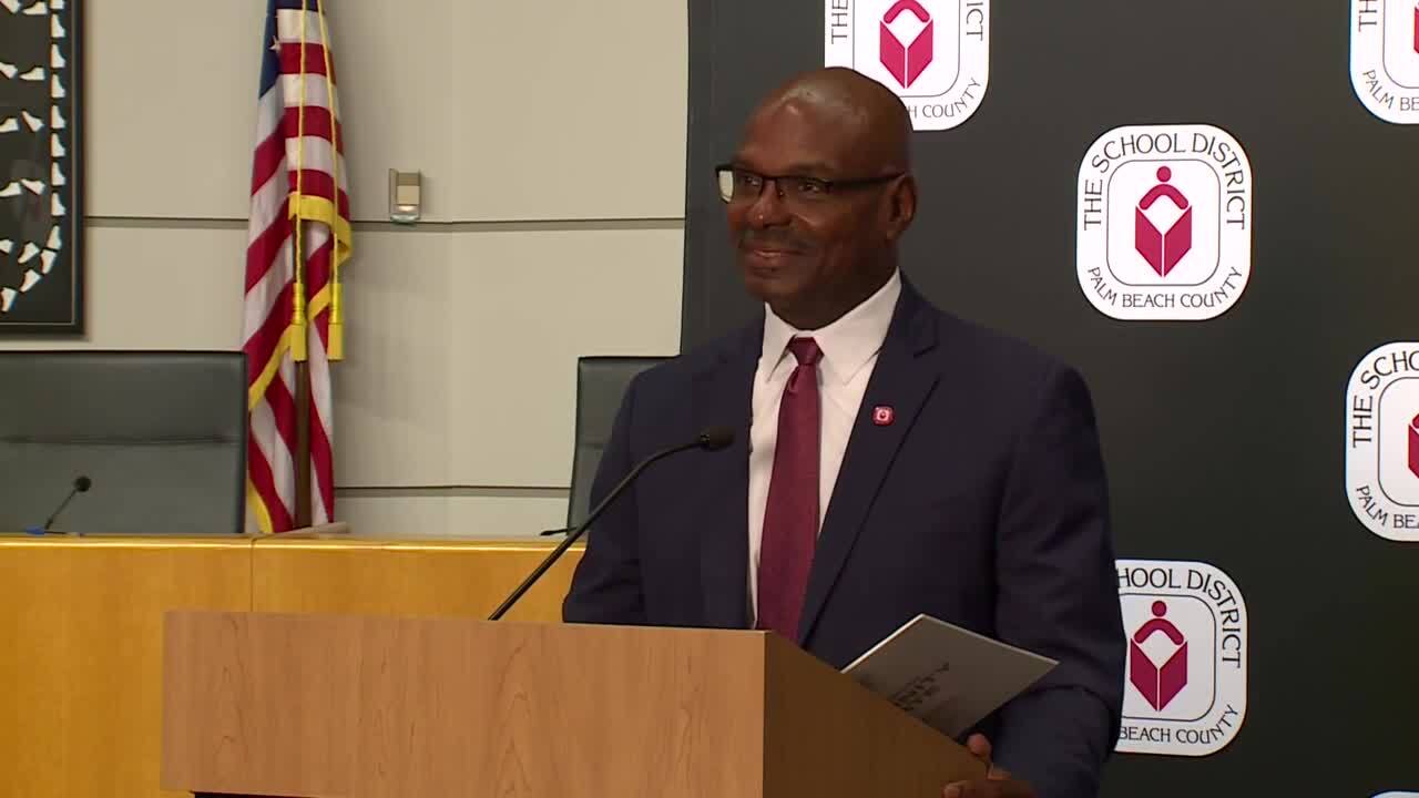 Joseph Sanches, the chief operating officer for the School District of Palm Beach County, speaks at a news conference on Aug. 9, 2023.jpg