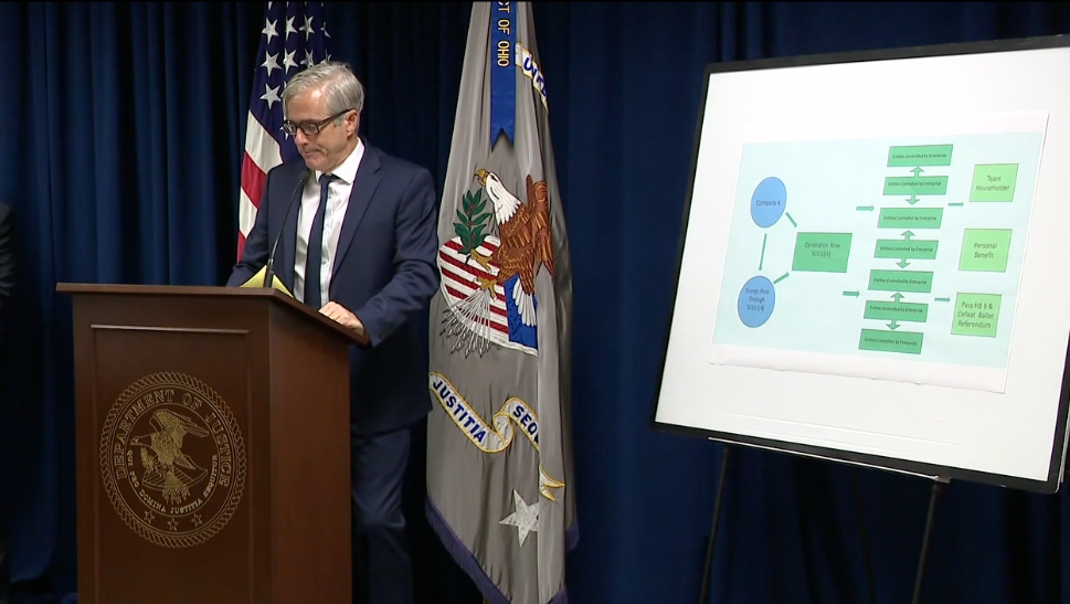 Then U.S. Attorney David DeVillers announces the indictment of former Ohio House Speaker Larry Householder and four associates in July 2020.