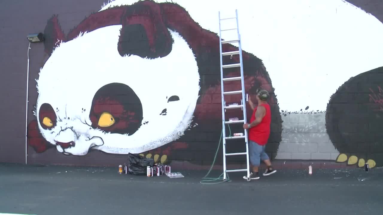 Aaron "Woes" Martin panda mural