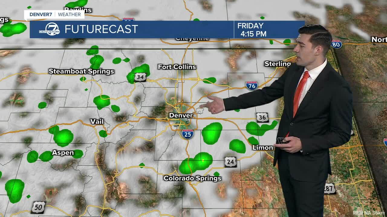 Spotty showers and storms are possible Friday afternoon and evening.