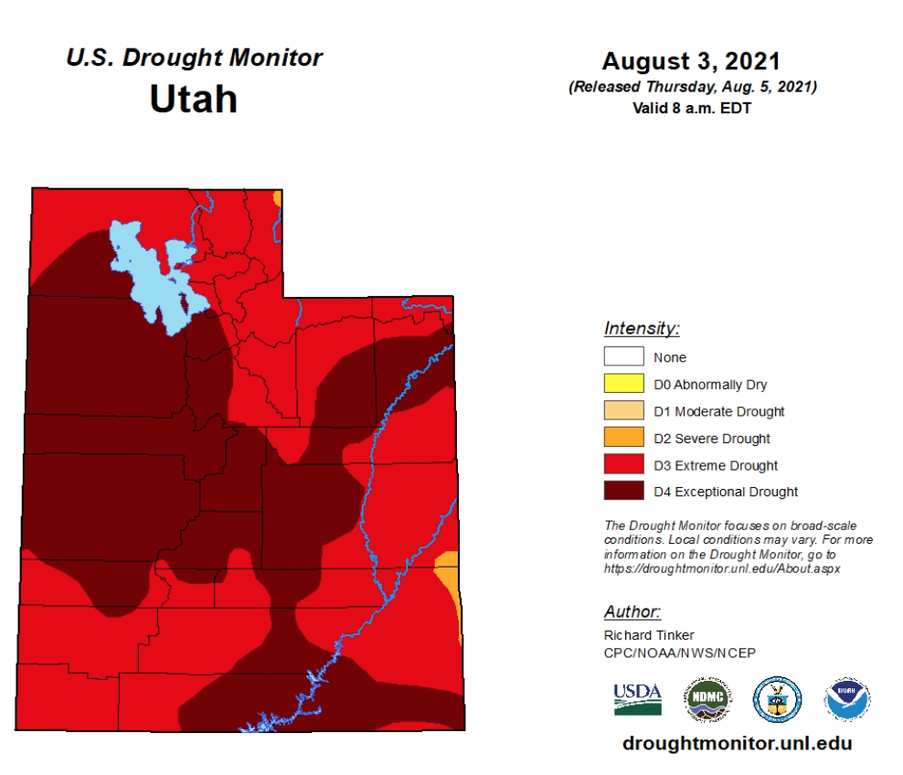 Drought map of Utah