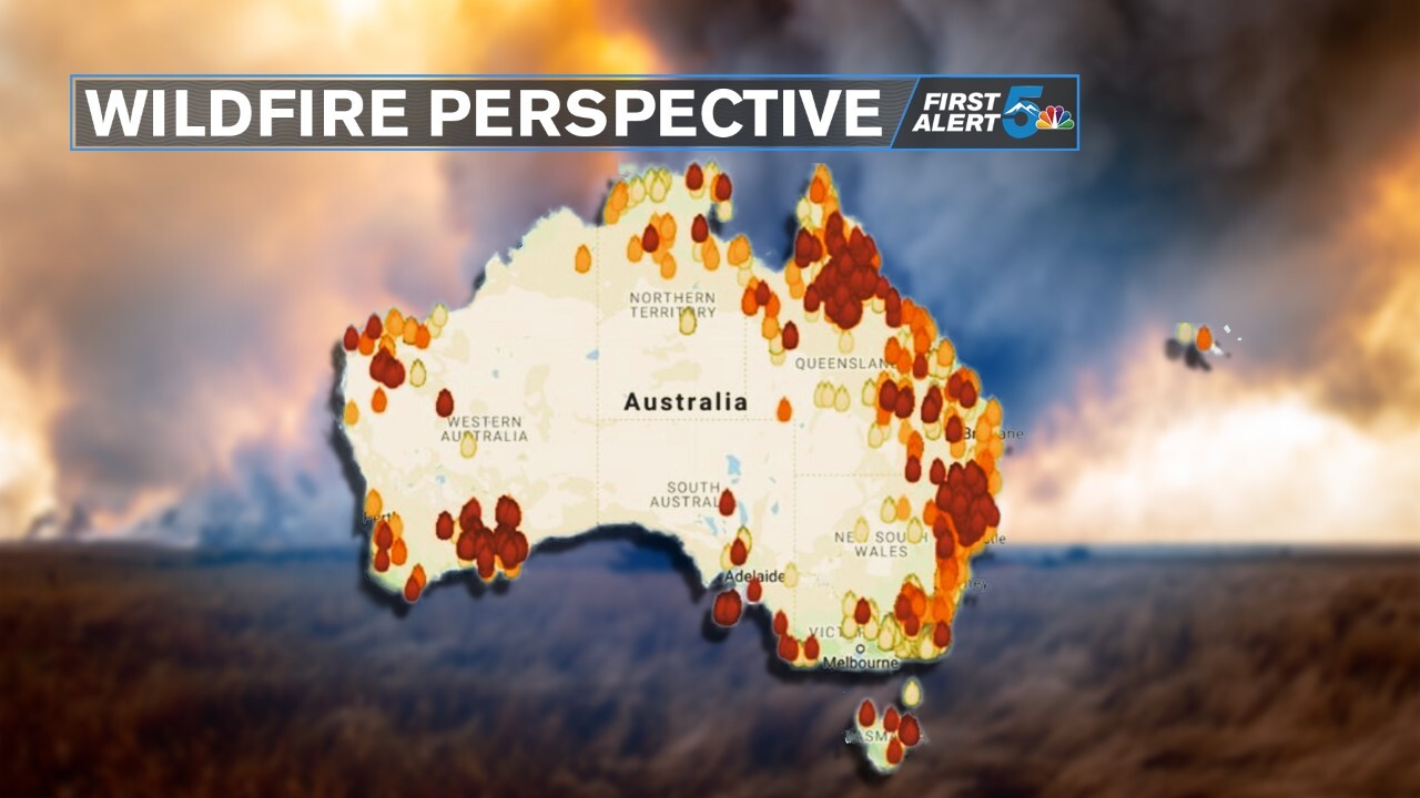 Map of active Australian wildfires