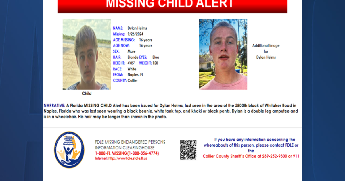 Missing Child Alert issued for 16-year-old Florida boy in wheelchair