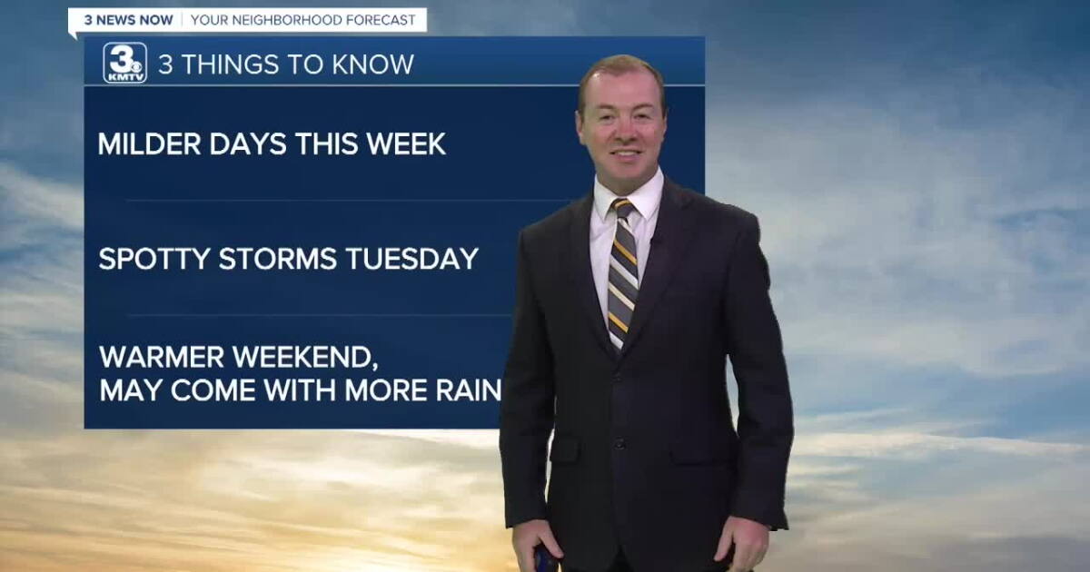 More milder weather this week, but there may be storms on Tuesday