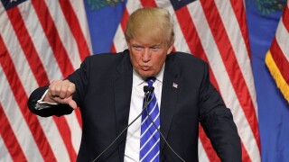 Donald Trump speaks during a campaign rally.