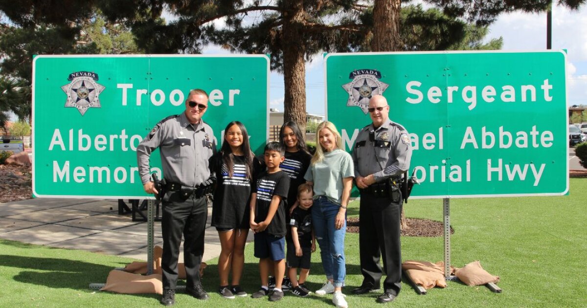 Nevada State Police unveil highway signs honoring fallen troopers