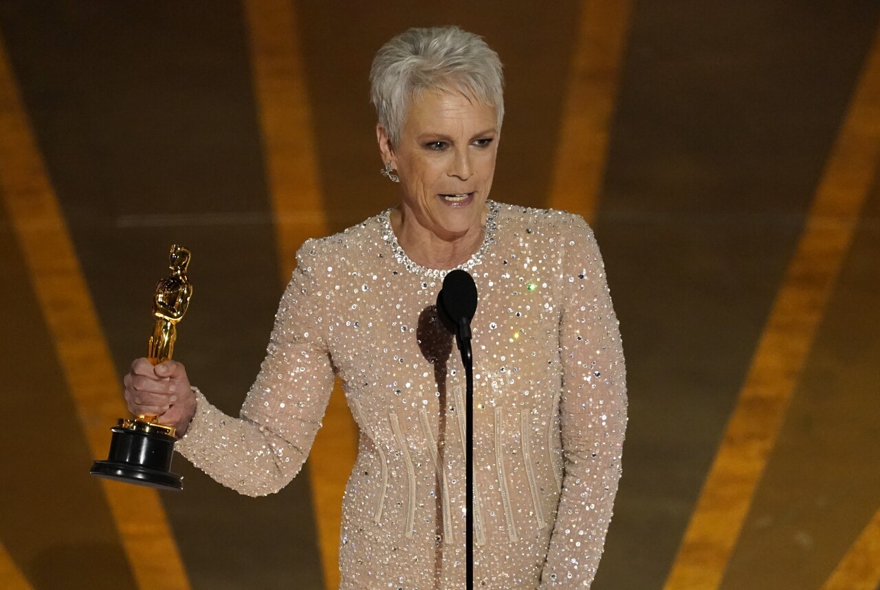 Jamie Lee Curtis accepts best supporting actress award for 'Everything Everywhere All at Once' at Oscars, March 12, 2023
