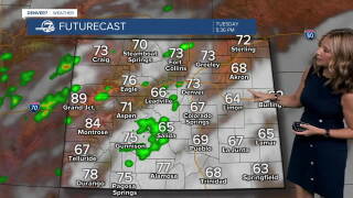 Much cooler, with scattered storms across Colorado