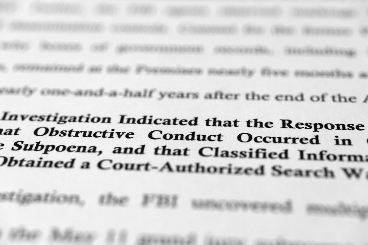 'obstructive conduct occurred' listed in Department of Justice court filing regarding classified documents at Mar-a-Lago