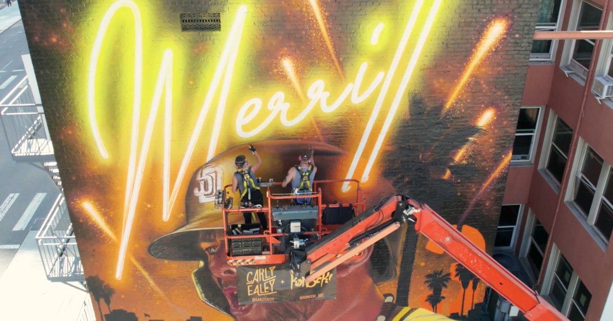 Merrell Mural 'Merrill Madness': New mural of Padres' Jackson Merrill unveiled in ...