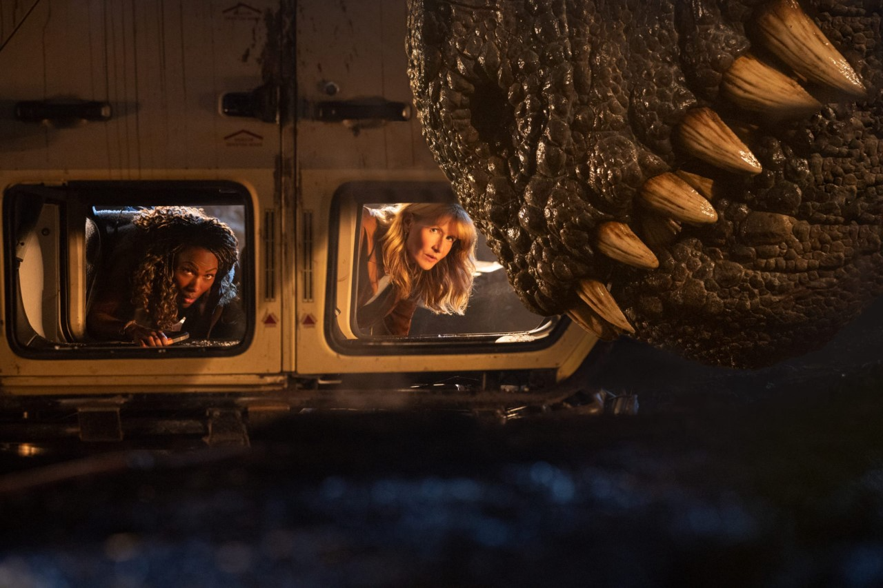 Laura Dern and DeWanda Wise in scene from 'Jurassic World: Dominion'