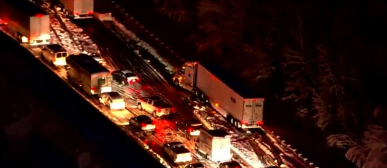 Stranded for hours, drivers prepare to sleep on I-95 due to wintery weather