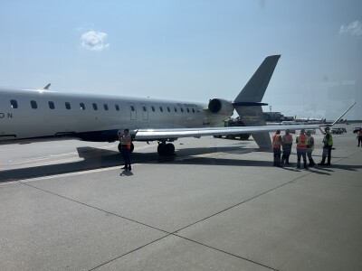 Delta jet's tail falls over.