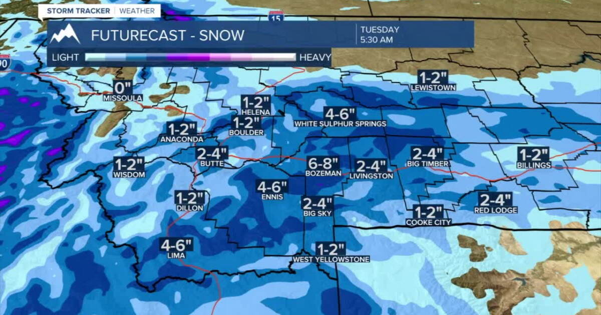 Winter storm tracking toward SW Montana Monday night
