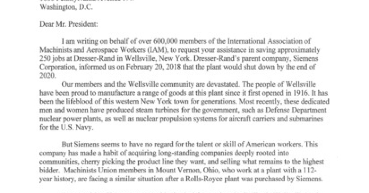 Union Calls On President Trump To Save Wny Jobs