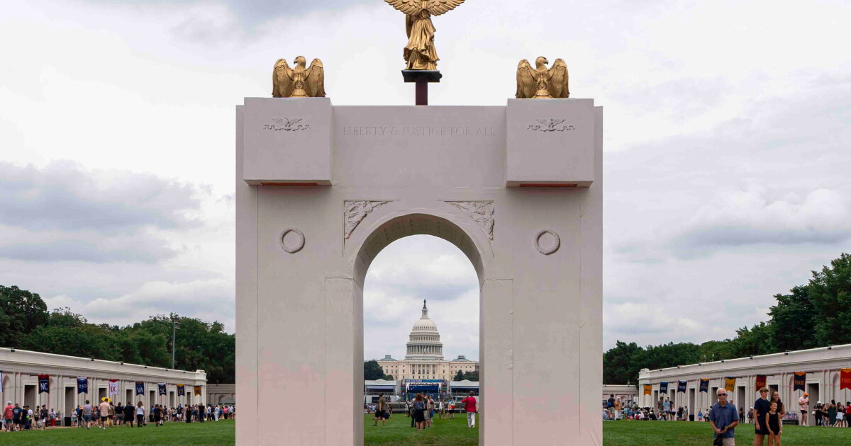 Trump says his planned arch would become a 'military complex' able to host ...