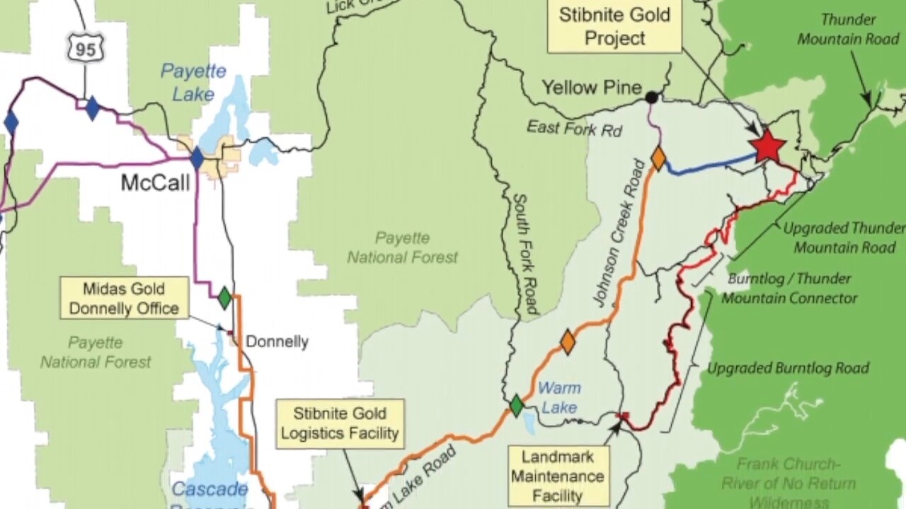 Map of Stibnite