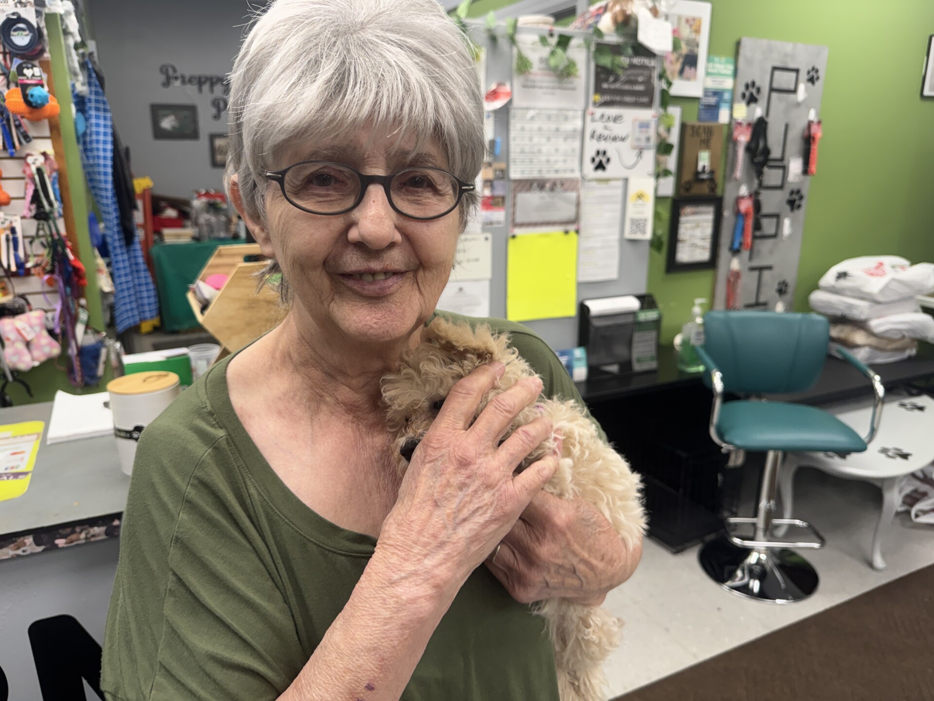 Sue Anderson with the puppy