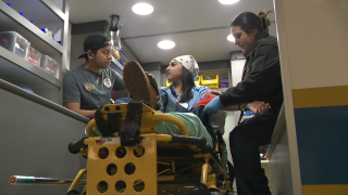 Ambulance simulator helping train high school students for EMT certifications at CEC