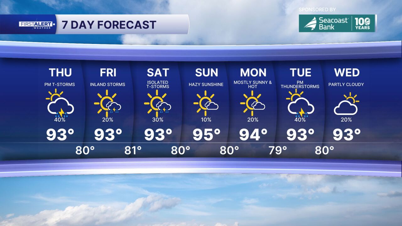 7-day forecast Aug. 13, 2026