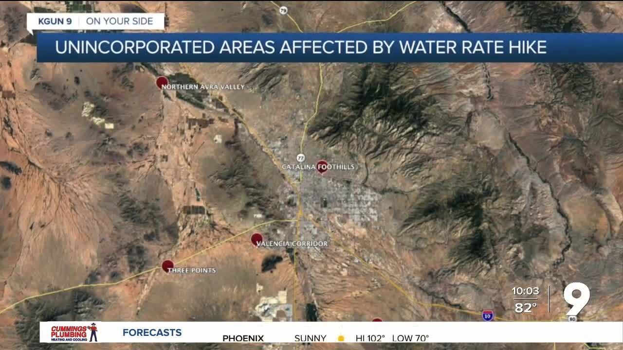 Areas impacted by Tucson Water rate hike
