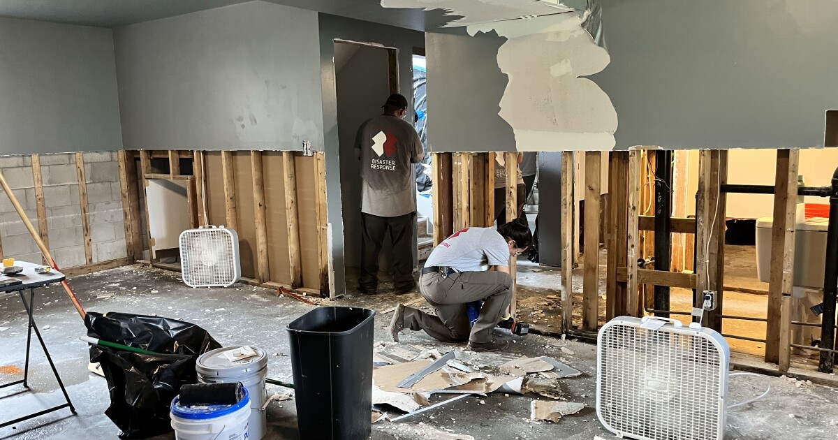Team Rubicon volunteers helping with continued flood cleanup in Madison County