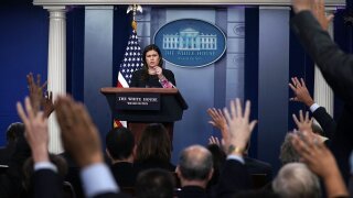 Sarah Sanders during a press briefing