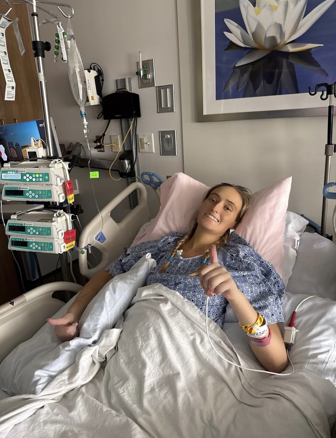 Amanda receiving care at Tampa General Hospital this summer. CREDIT: Mack family