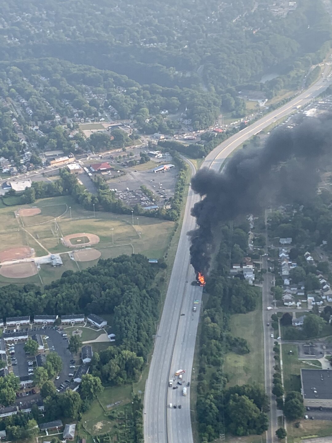 Vehicle fire closes Route 8 in both directions.