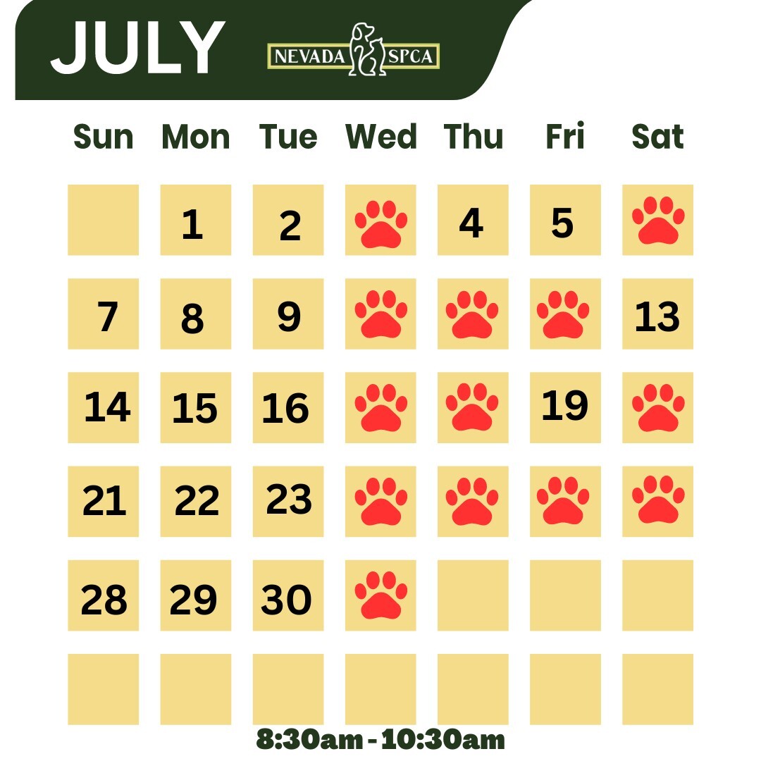 Microchipping Calendar from Nevada SPCA