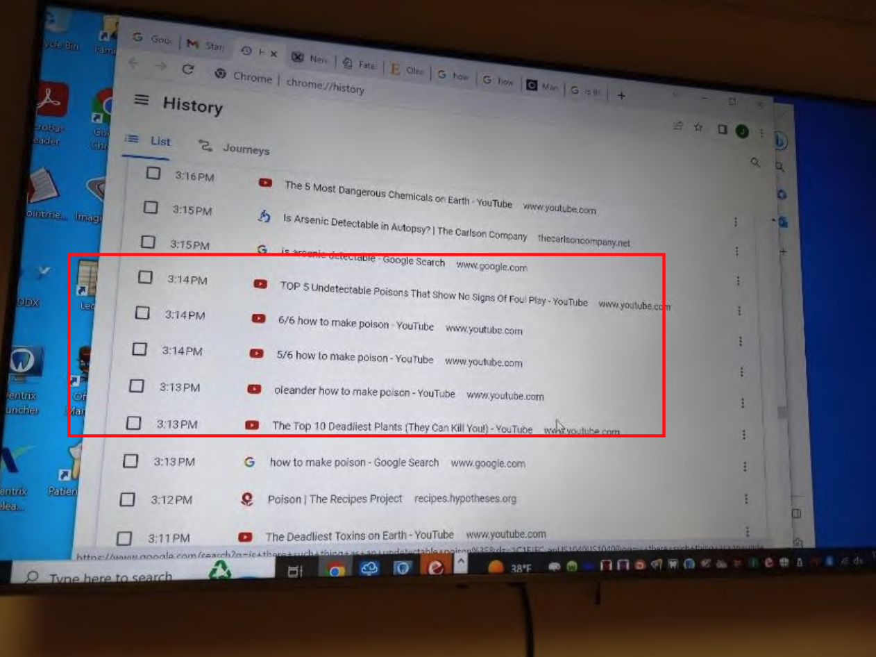 james craig arrest afidavit google searches 2