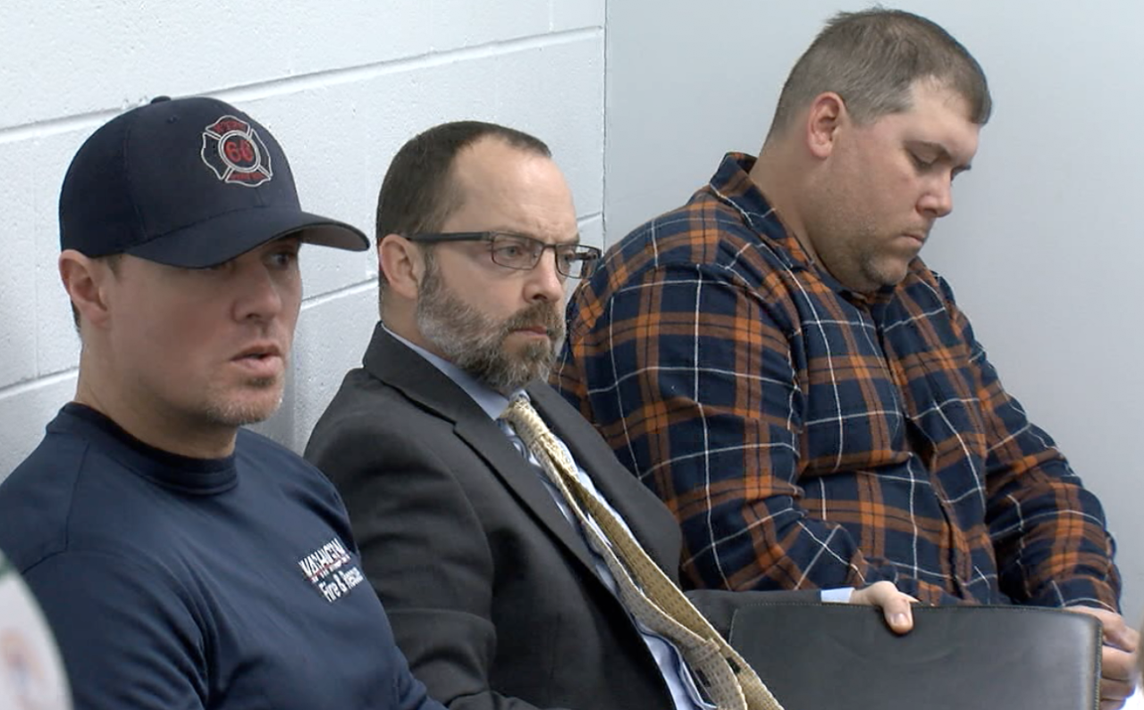 Clermont County residents listen to Vistra Corp. executives talk about closure of Zimmer plant.