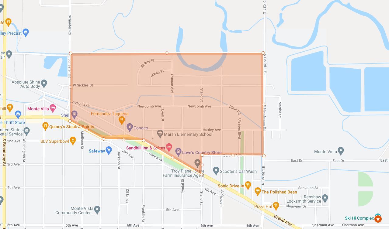 Monte Vista evacuation area