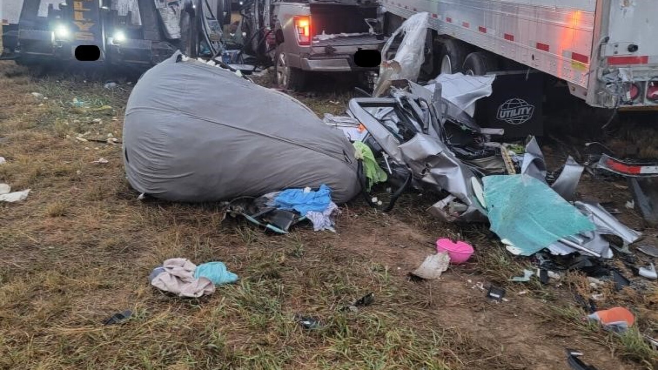19-year-old dies after pickup truck strikes Colorado State Patrol vehicle, semi on I-70 east of Byers.jpg