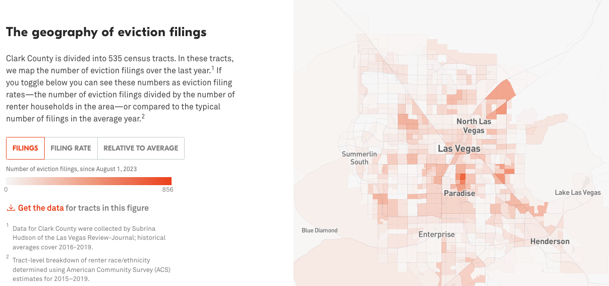 2024 Las Vegas eviction filings by map