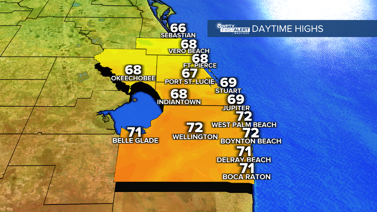 Temperature highs Dec. 15, 2025