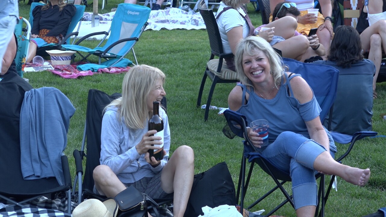 Friends enjoying music in the mountain in Sun Valley