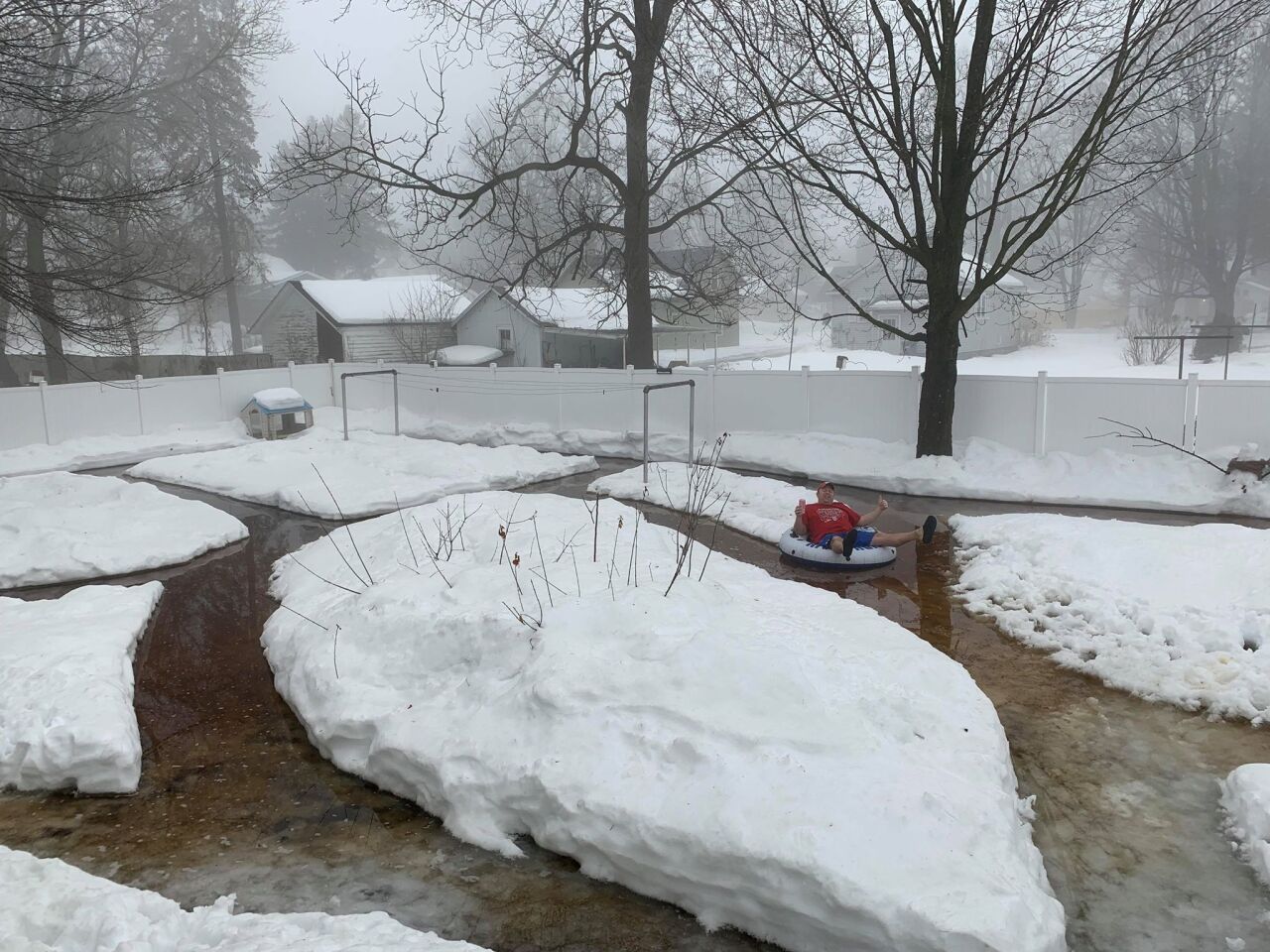 Randy Spiehs floating on his lazy river in Barron