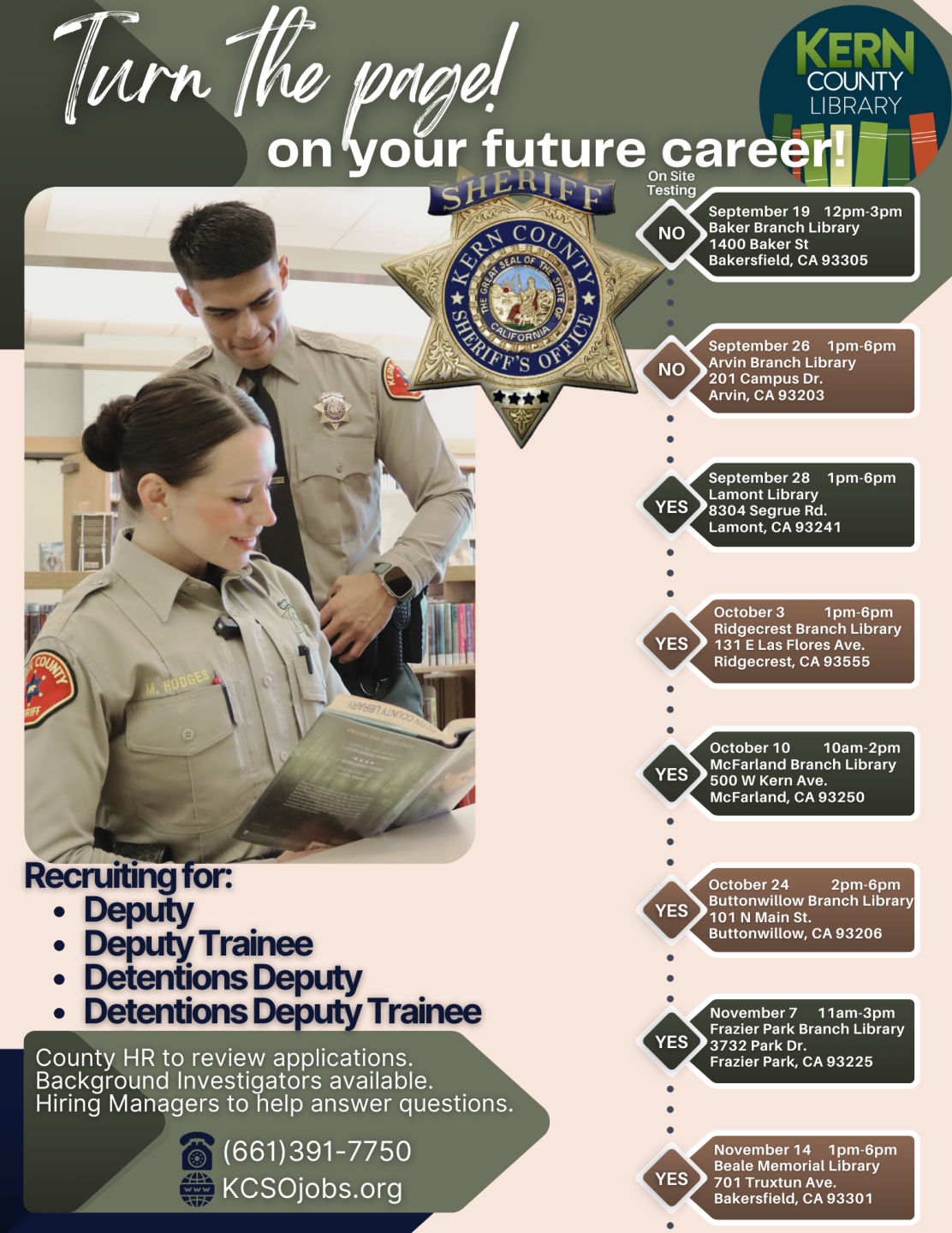 KCSO Hiring Event called Turn the Page