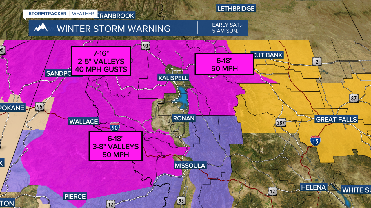 Winter Storm Warnings in effect early Saturday morning