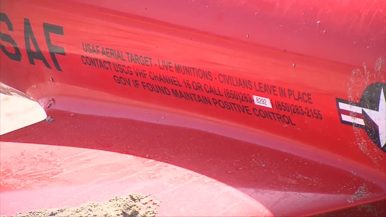 Instructions on side of U.S. Air Force drone found on beach in Ocean Ridge