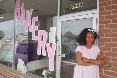 April Richardson outside of her shop on Reisterstown Road