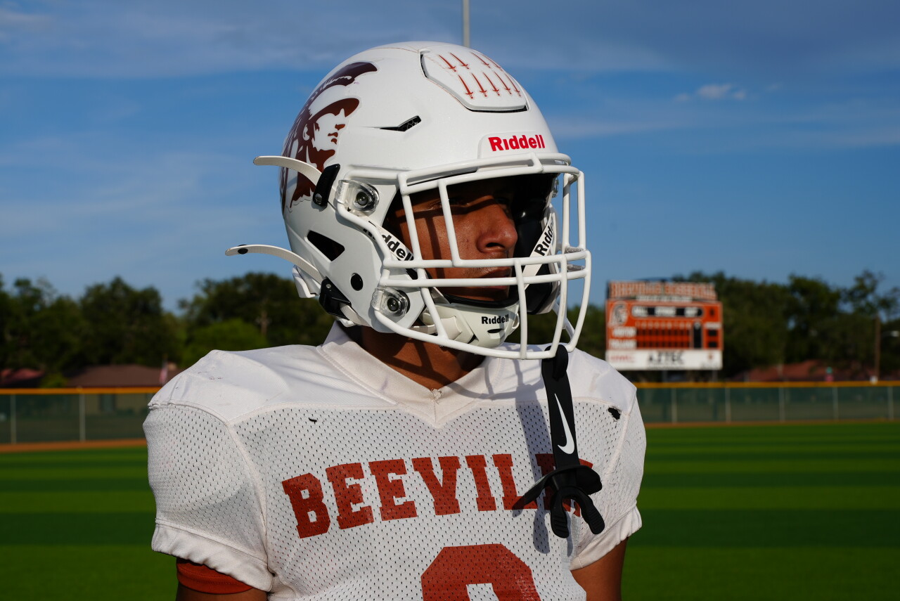 Beeville senior receiver and safety Aaron Bubba Banda