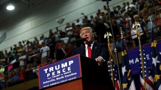 Donald Trump speaks at a campaign rally.