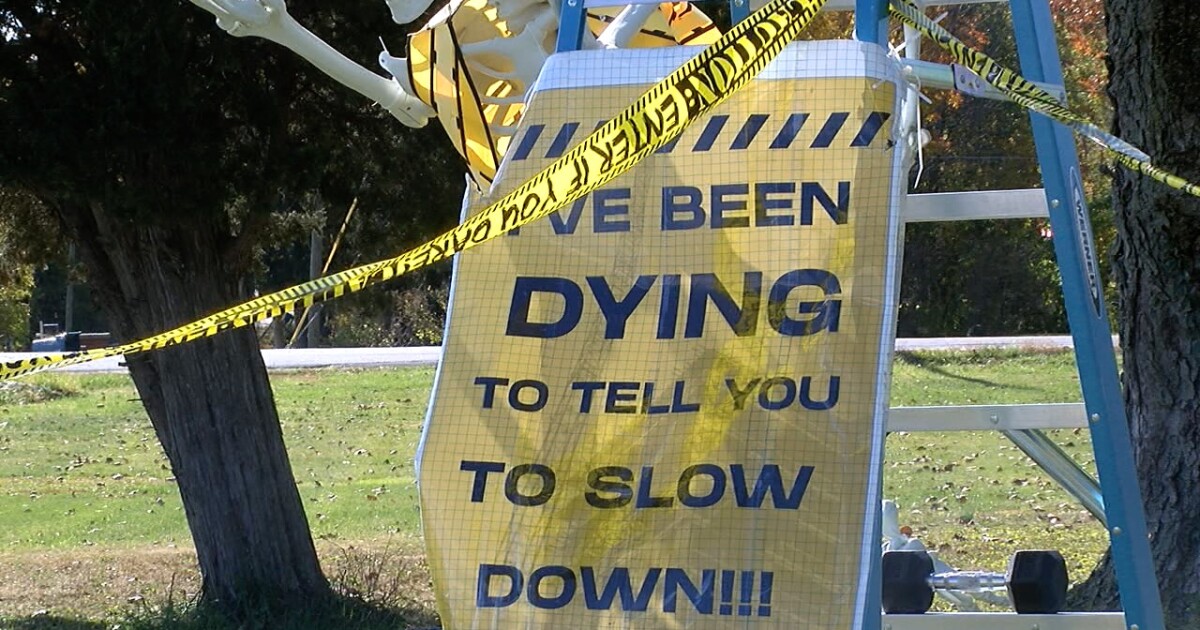 Indianapolis woman’s Halloween display hopes to raise awareness on speeding