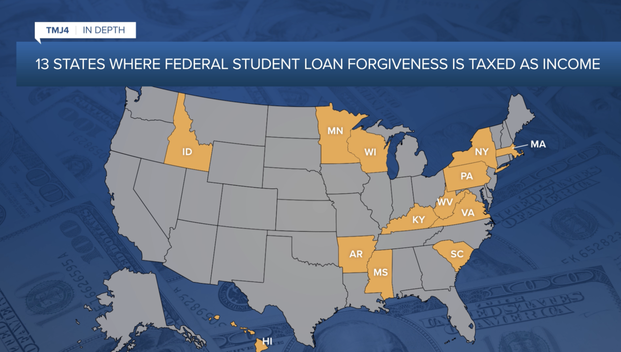 States where student loan debt relief is taxed as income.png