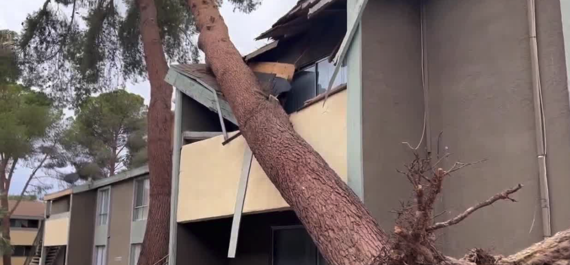 Storm damage at Lake Sahara apartments